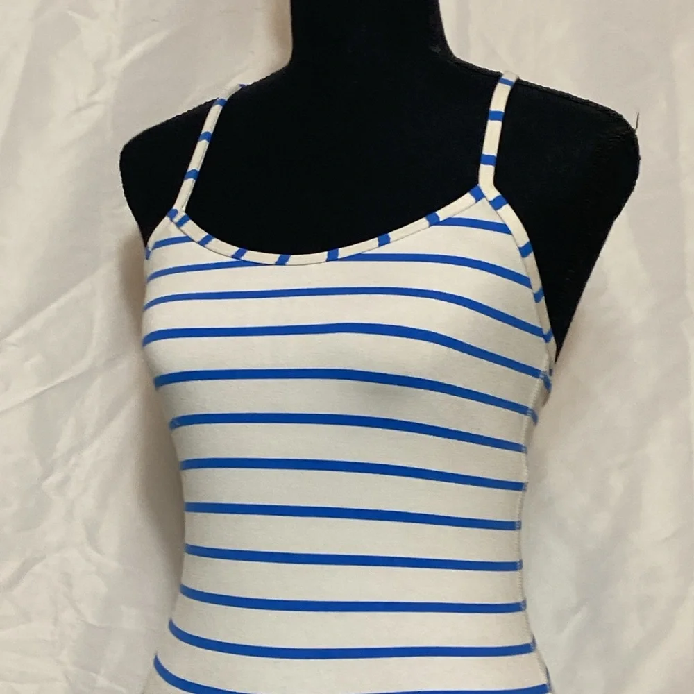 Lululemon White Blue Striped Yoga Athletic Tank Top 4 - Picture 8 of 13